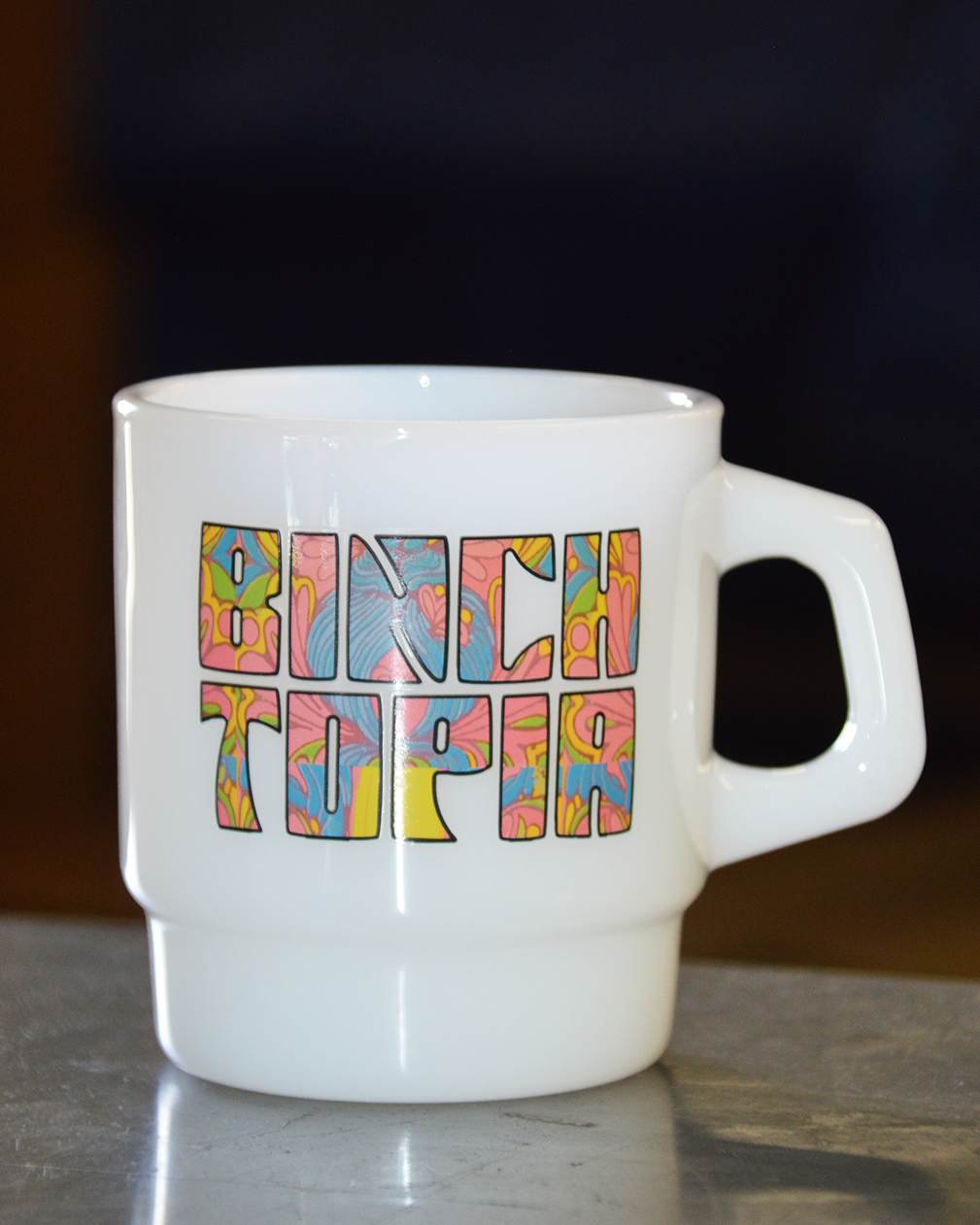 Binchtopia Milk Glass Mug
